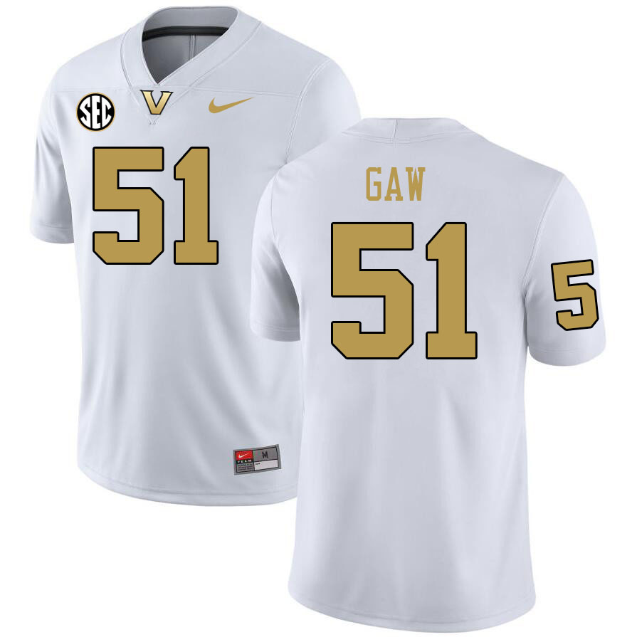 Vanderbilt Commodores #51 Daniel Gaw College Football Jerseys 2024 Uniforms Stitched-White